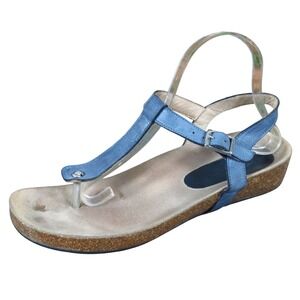 Cordani Women Thong Sandal Size 41 Casual Summer Comfort Blue Leather Wedge